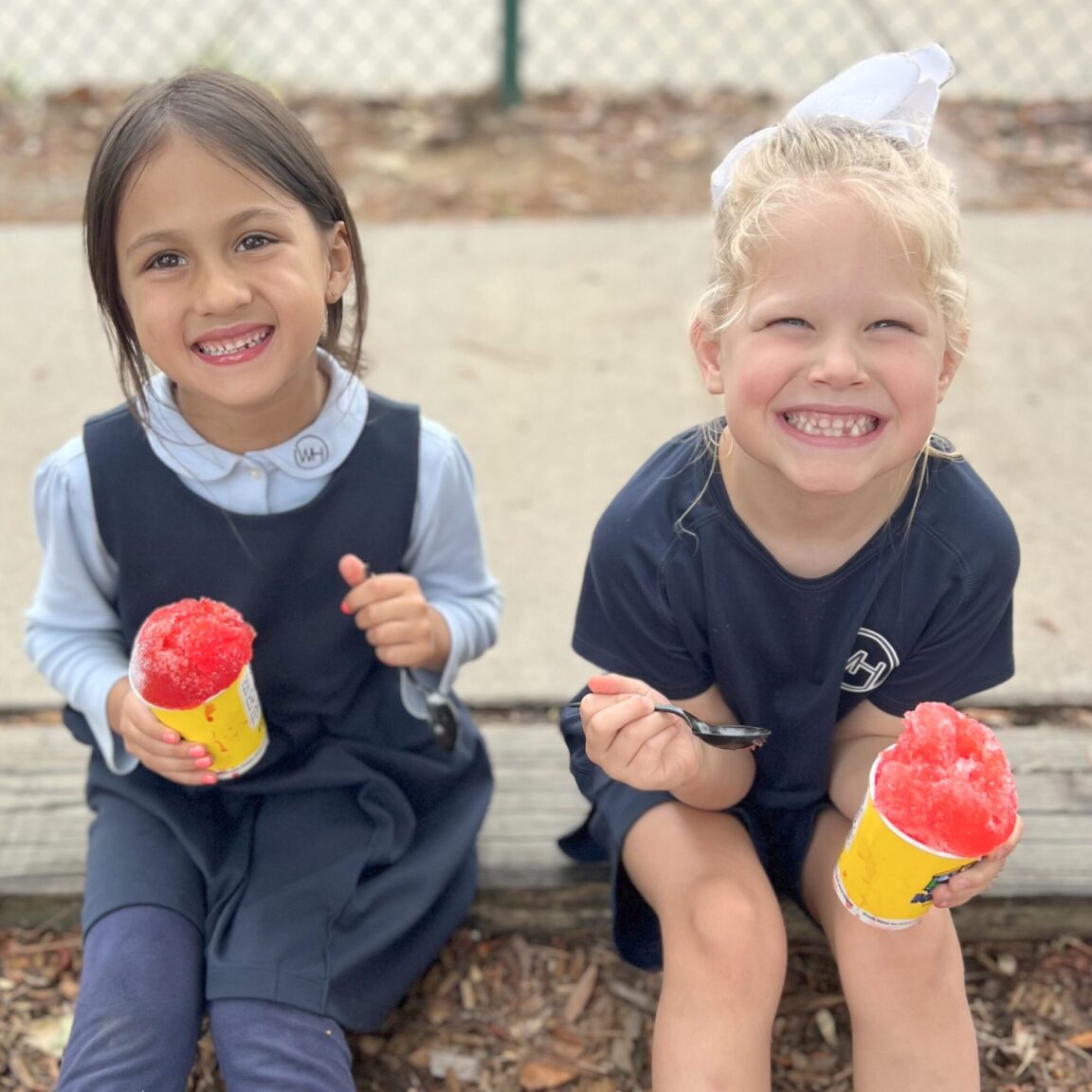 Kindergarten students enjoying a treat from Kona Ice