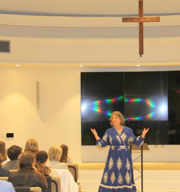 Mrs. Lori Brown, history and theater teacher, served as the Chapel guest speaker
